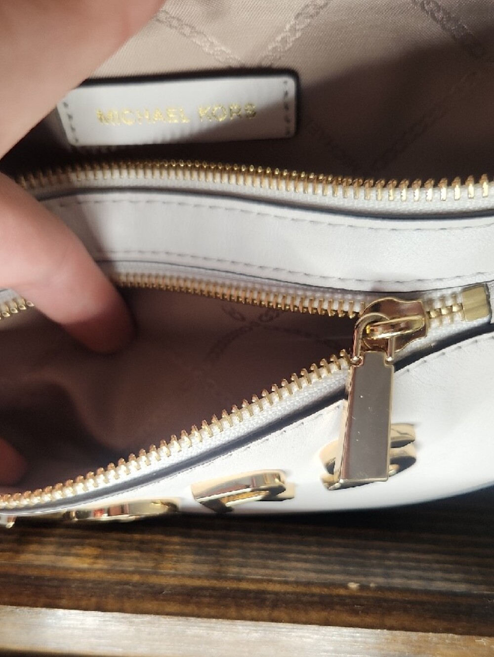 Michael Kors White Leather KORS Crossbody Belt Bag with Gold Hardware - Picture 13 of 15